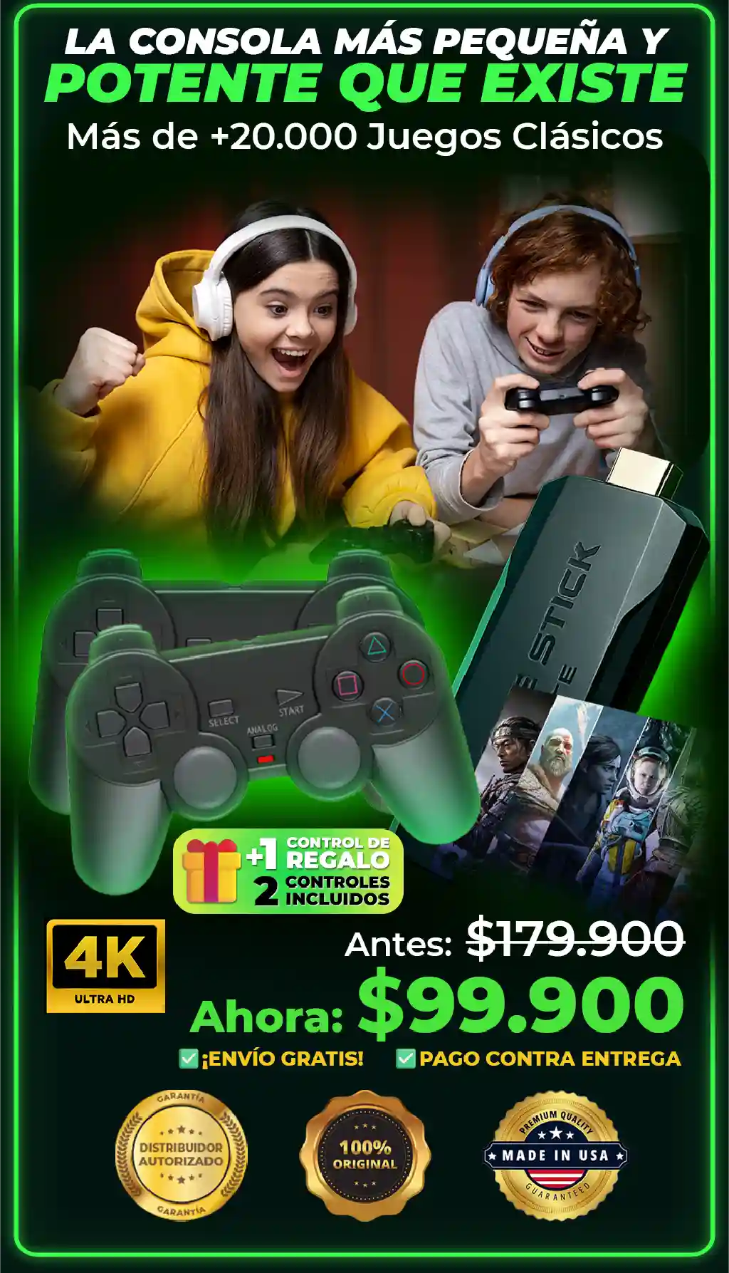 Consola PS4 Game Stick 4K  l +20.000 JUEGOS